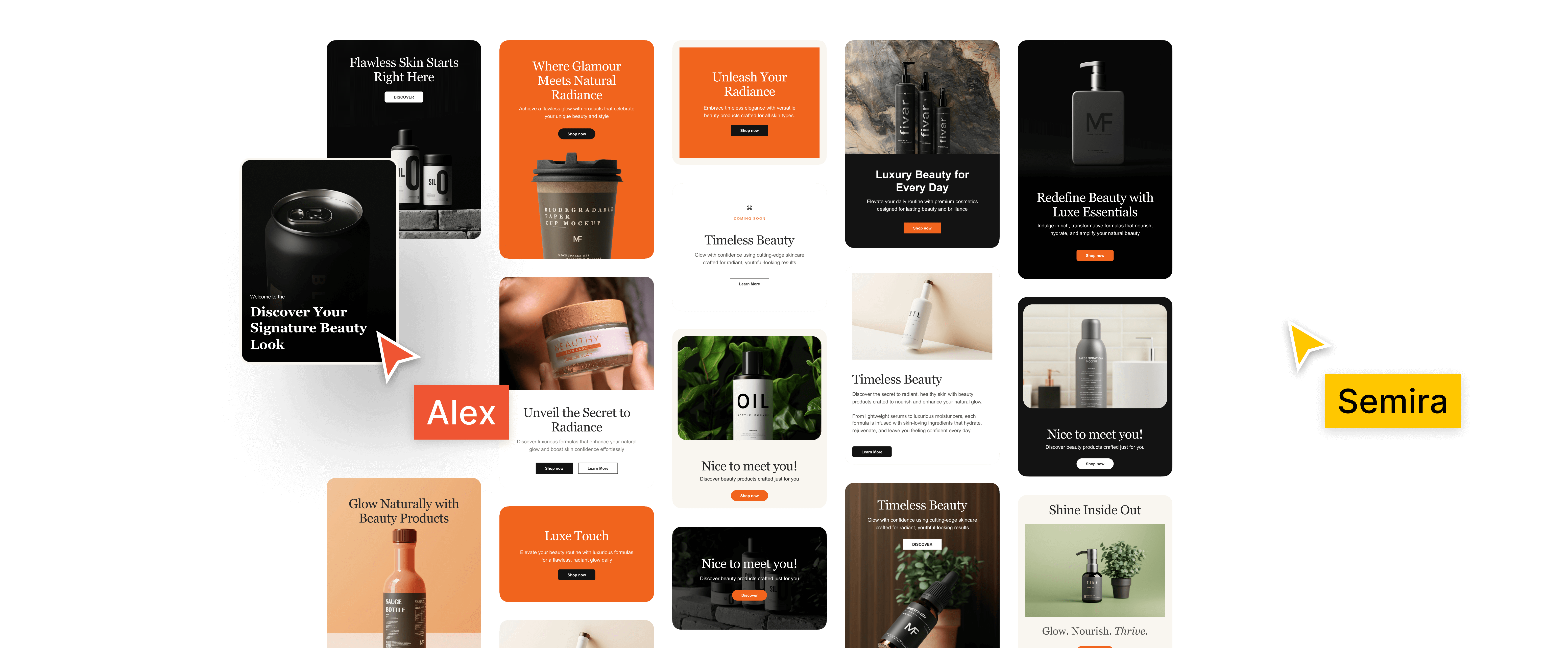 Preview of modern HTML email templates designed in Figma and exported with an HTML email generator