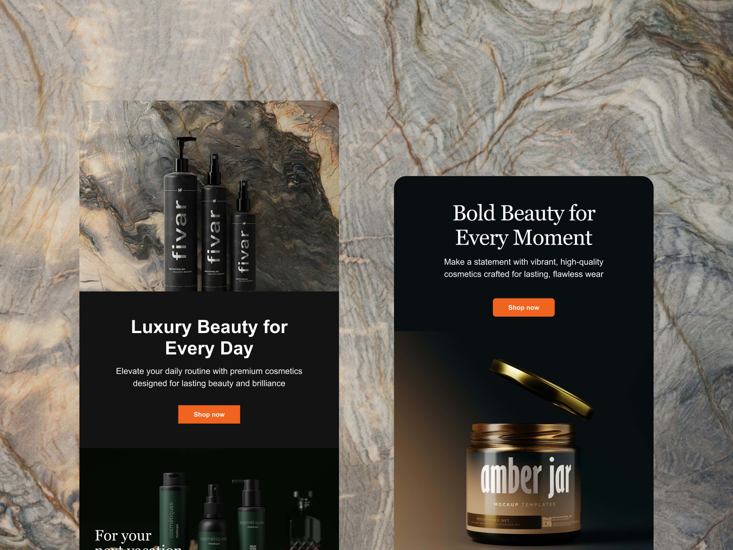 Peach gradient email featuring a summer skincare bundle