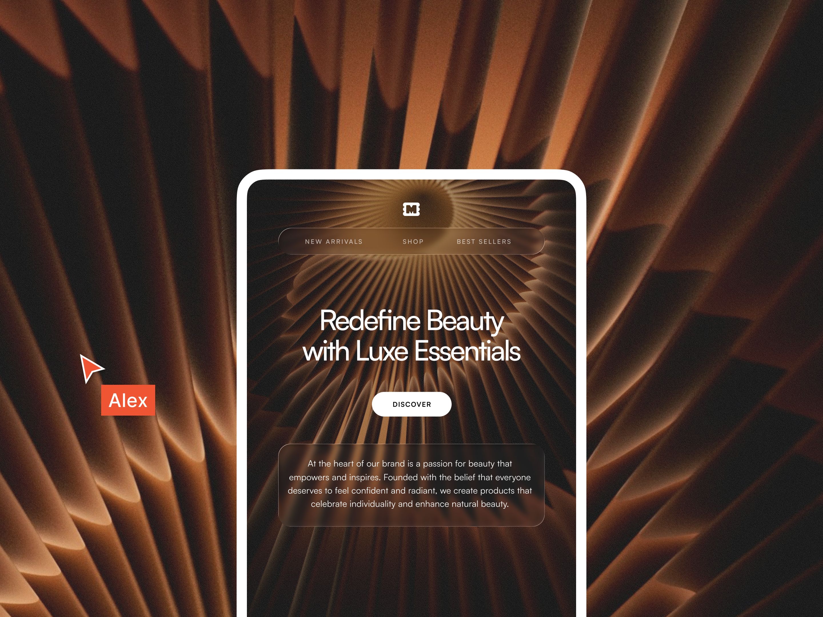 Sunlit studio mockup advertising a dewy makeup essentials kit